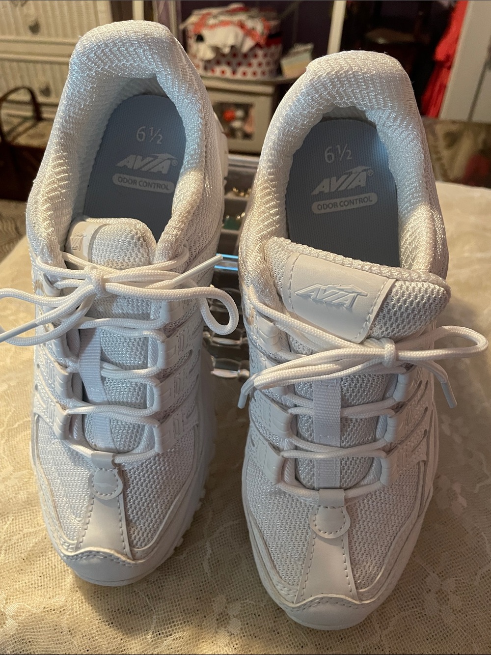 Avia White Women's Lace-Up Athletic Sneakers